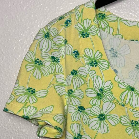 LILLY PULITZER Kelsea Dress Women's XS Yellow Green Dogwood Pattern Stretch Knit - Picture 6 of 16